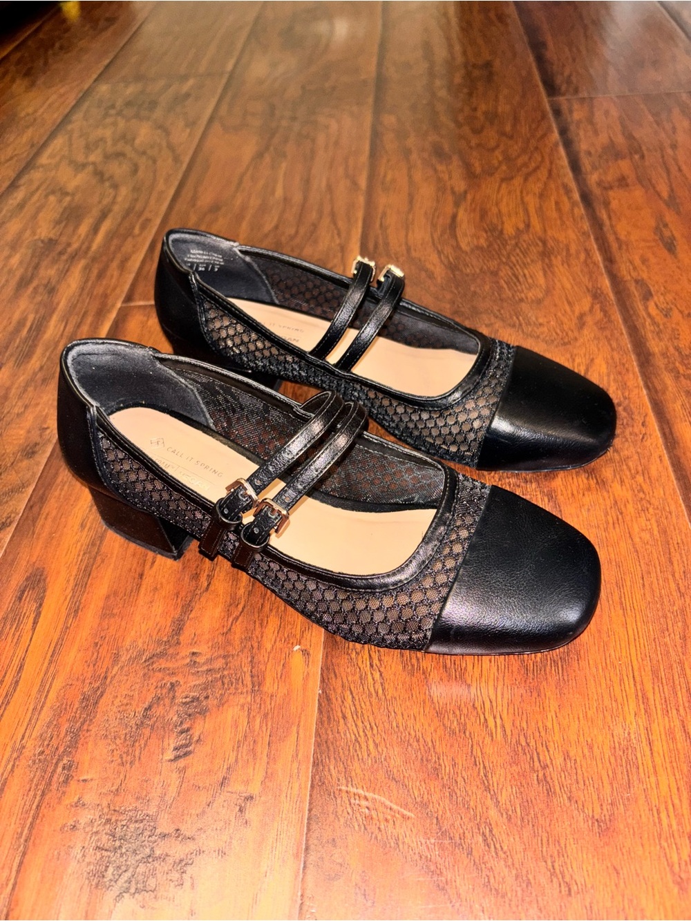 Black Mary Jane Low Heel Pumps